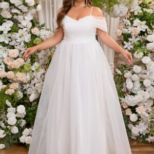 Talla Grande - Vestido de novia ligero con hombros descubiertos para mujer de talla grande, vestido de noche de un hombro para despedida de soltera.